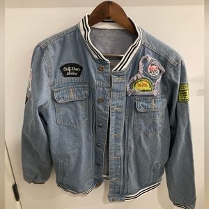 Denim patched jacket